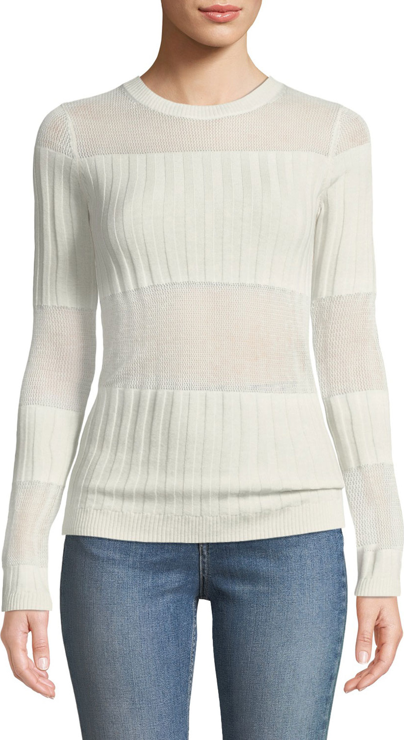 J BRAND Andrea Ribbed Silk-Cashmere Crewneck Sweater