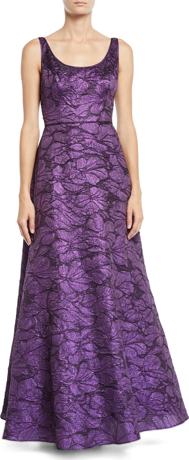 Aidan Mattox Tank-Top Metallic Ball Gown