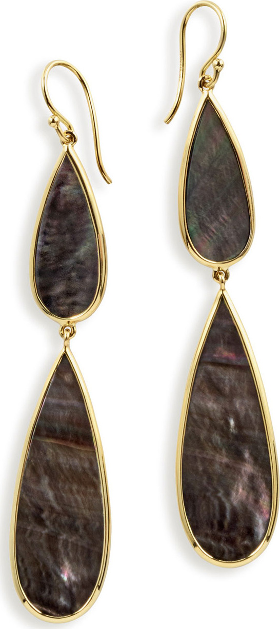 IPPOLITA 18K Polished Rock Candy Double-Drop Earrings in Black Shell