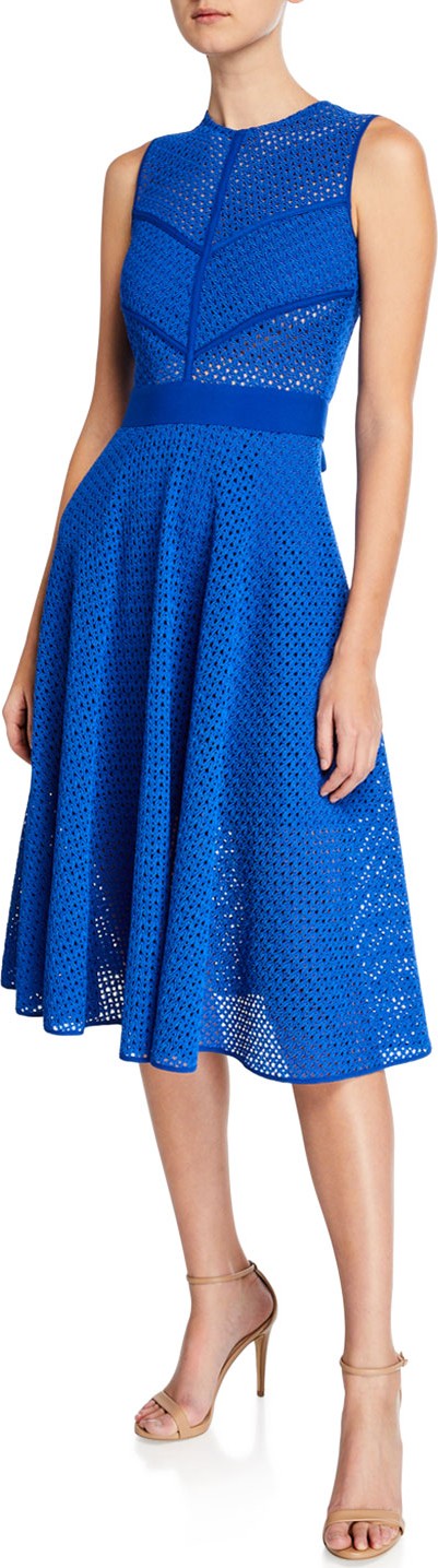 Pinko Sleeveless Lace Belted Midi Dress