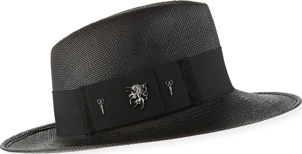 Philip Treacy Raiders Straw Trilby Panama Hat