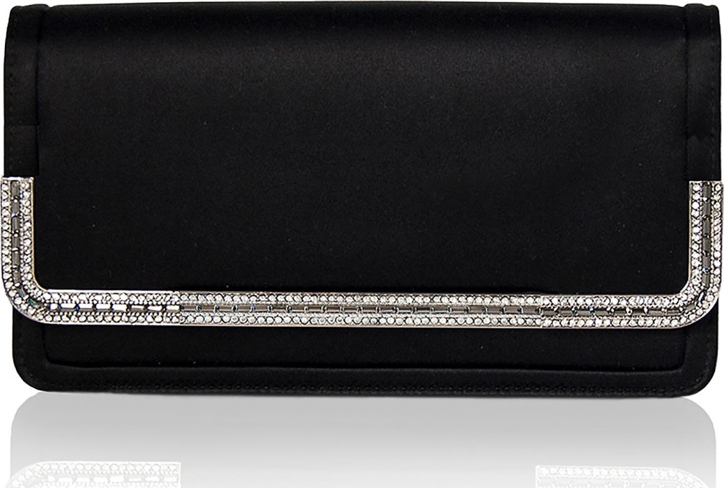 Judith Leiber Lenox Satin Crystal-Trim Clutch Bag, Black