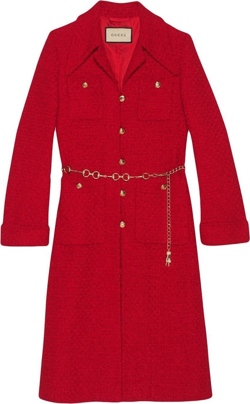Gucci Tweed coat with horsebit belt