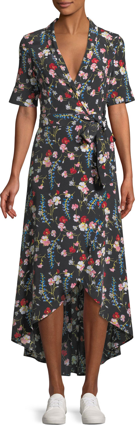 Equipment Imogene Floral-Print Silk Long Wrap Dress