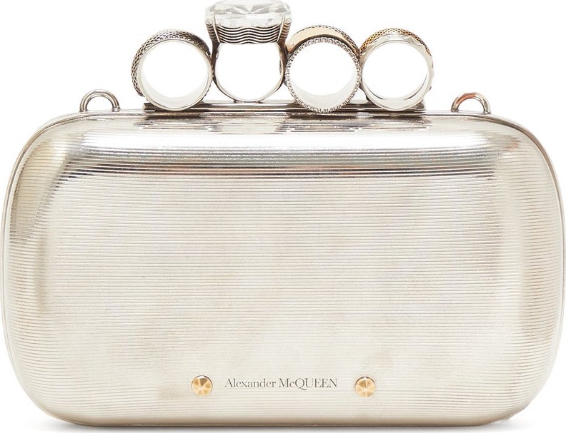 Alexander McQueen Knuckle-jewelled brass clutch bag