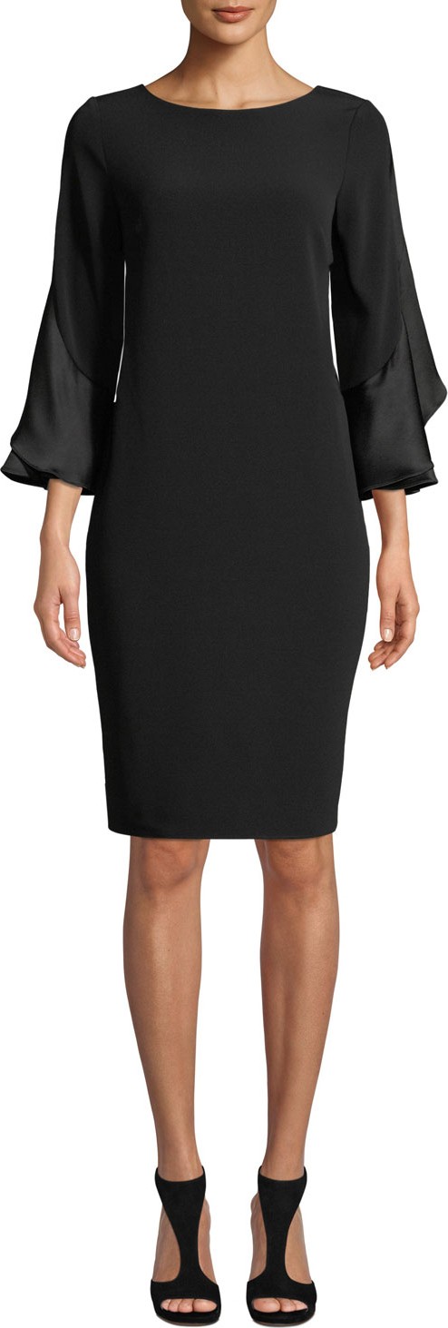 Rickie Freeman for Teri Jon Ruffle-Sleeve Sheath Dress