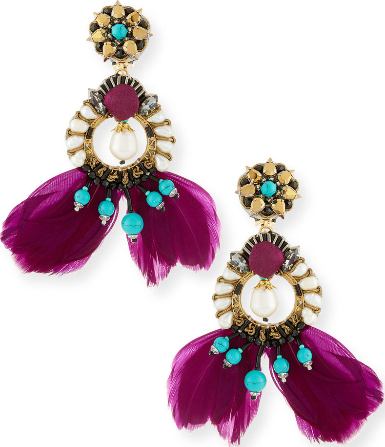 Ranjana Khan Meriti Feather Drop Clip-On Earrings