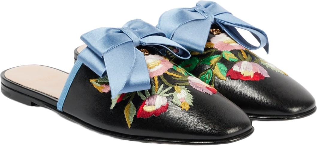 Valentino - Bearegard embroidered leather mules