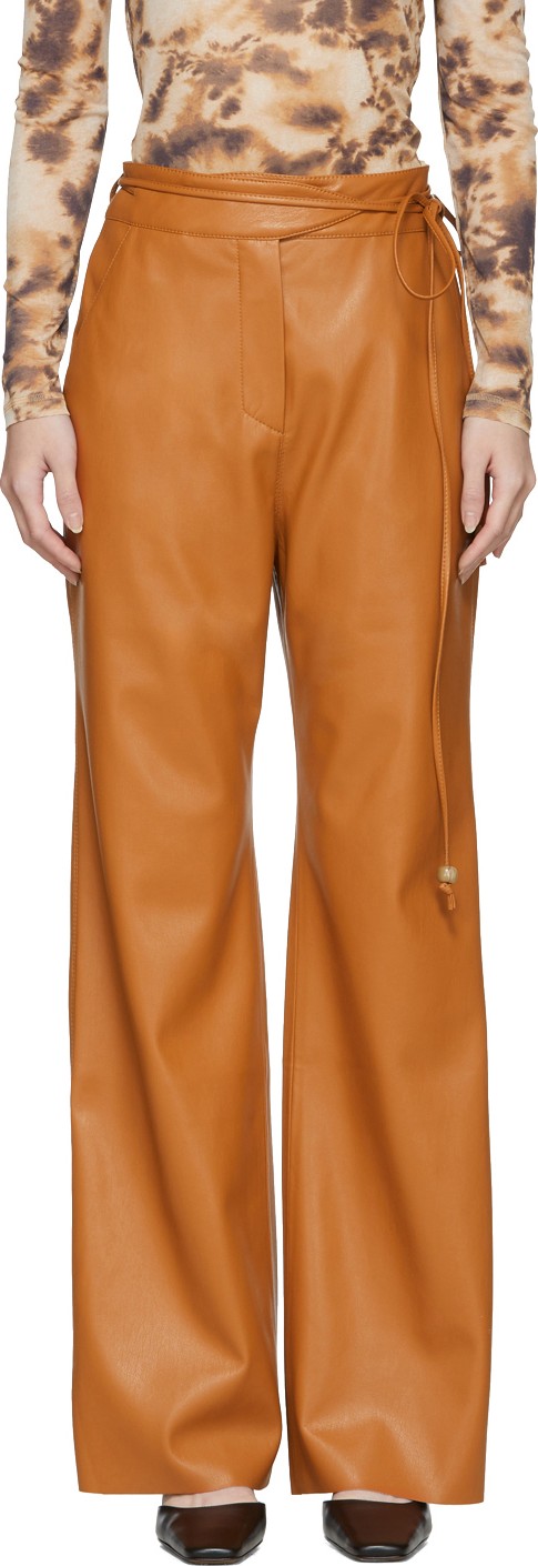 Nanushka Orange Vegan Leather Chino Trousers