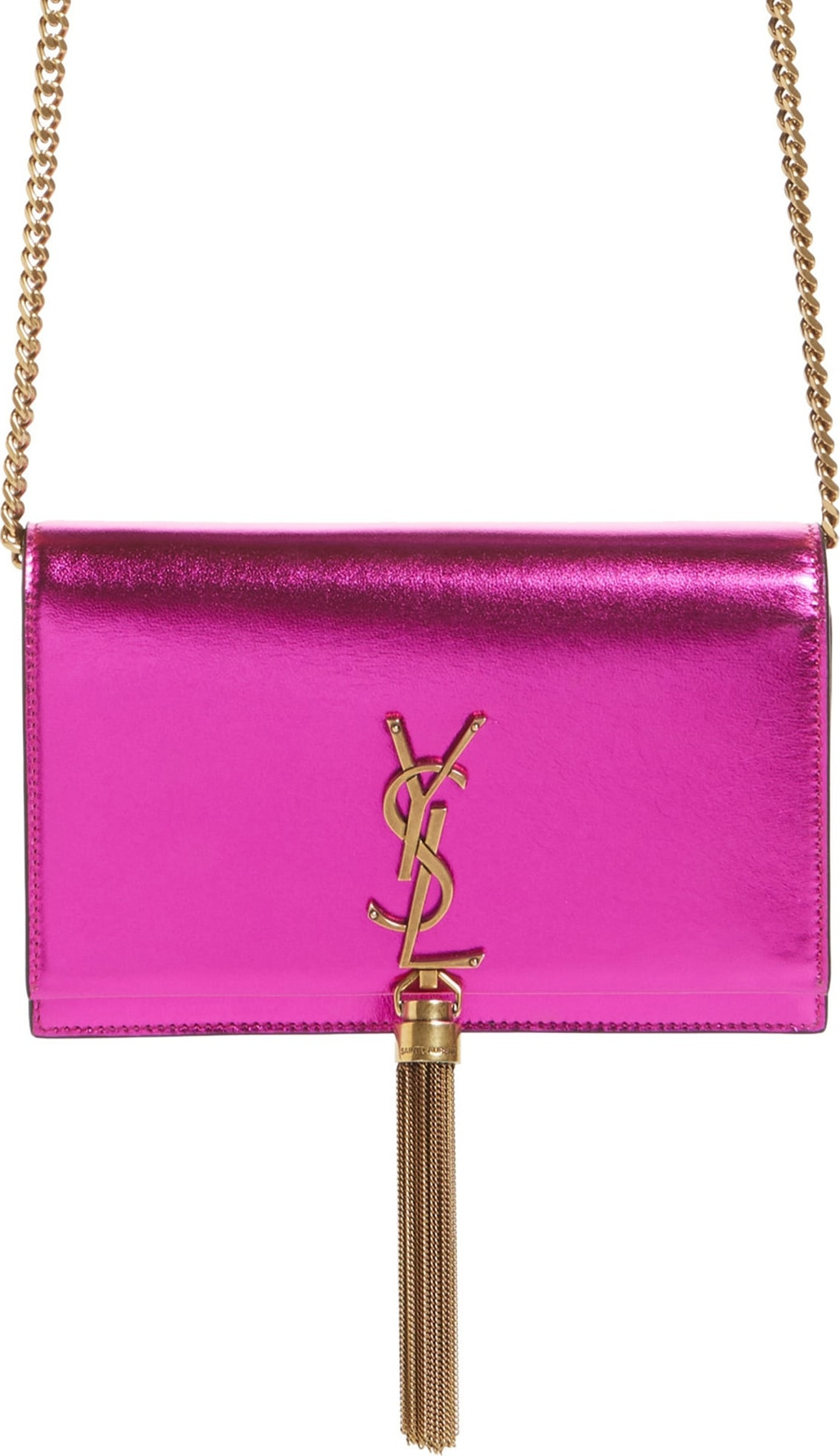 Saint Laurent Kate Metallic Wallet on a Chain