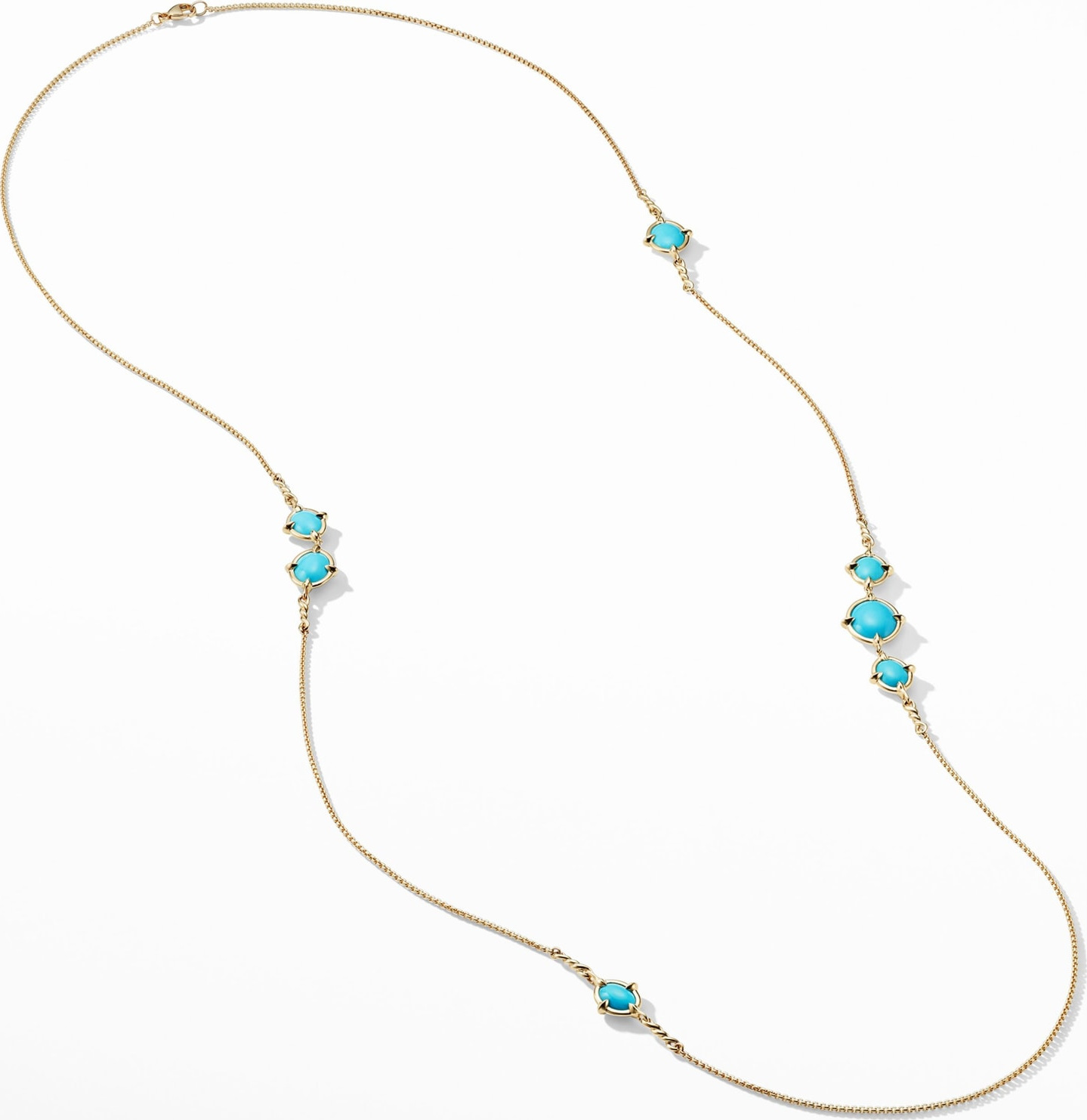 David Yurman Chatelaine<sup>® Long 18k Gold Necklace with Turquoise