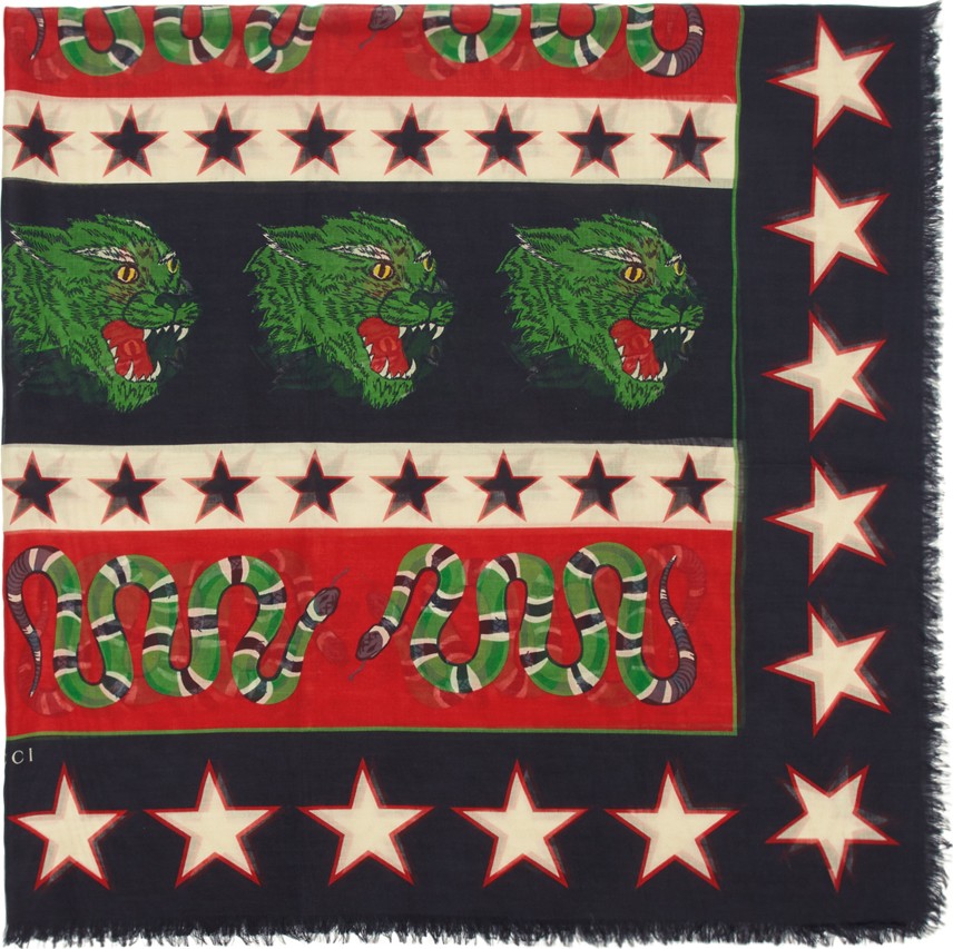 Gucci Black & Red Panther Scarf