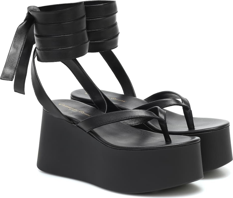 Gianvito Rossi Leather platform thong sandals