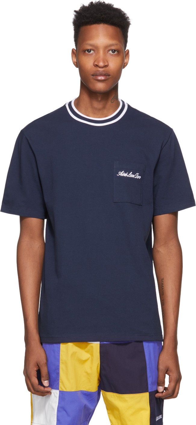 Aimé Leon Dore Navy Striped Collar T-Shirt