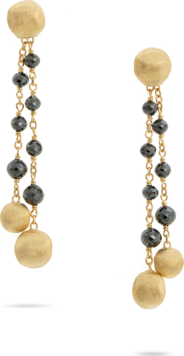 Marco Bicego 18k Gold Africa Black Diamond Dangle Earrings
