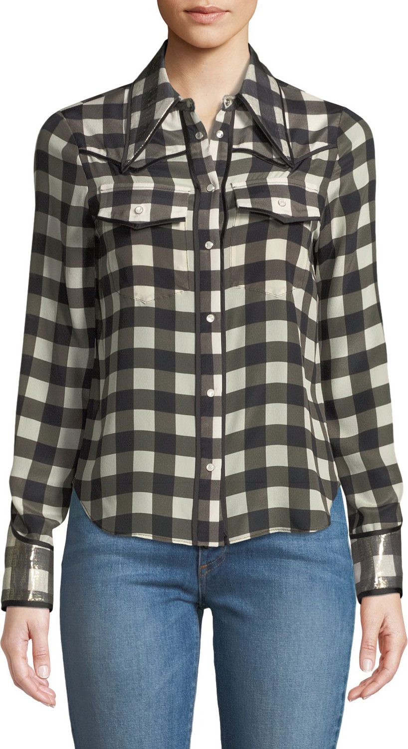 Alice + Olivia Caleb Western Button-Down Top