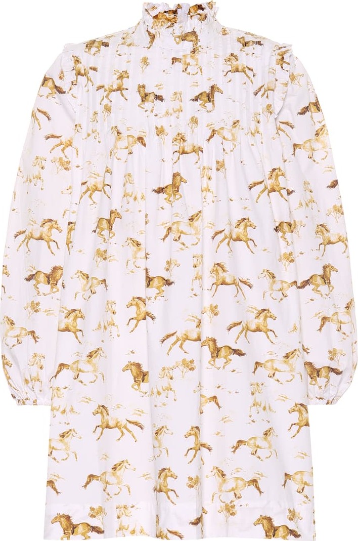 Ganni Horse-printed cotton dress