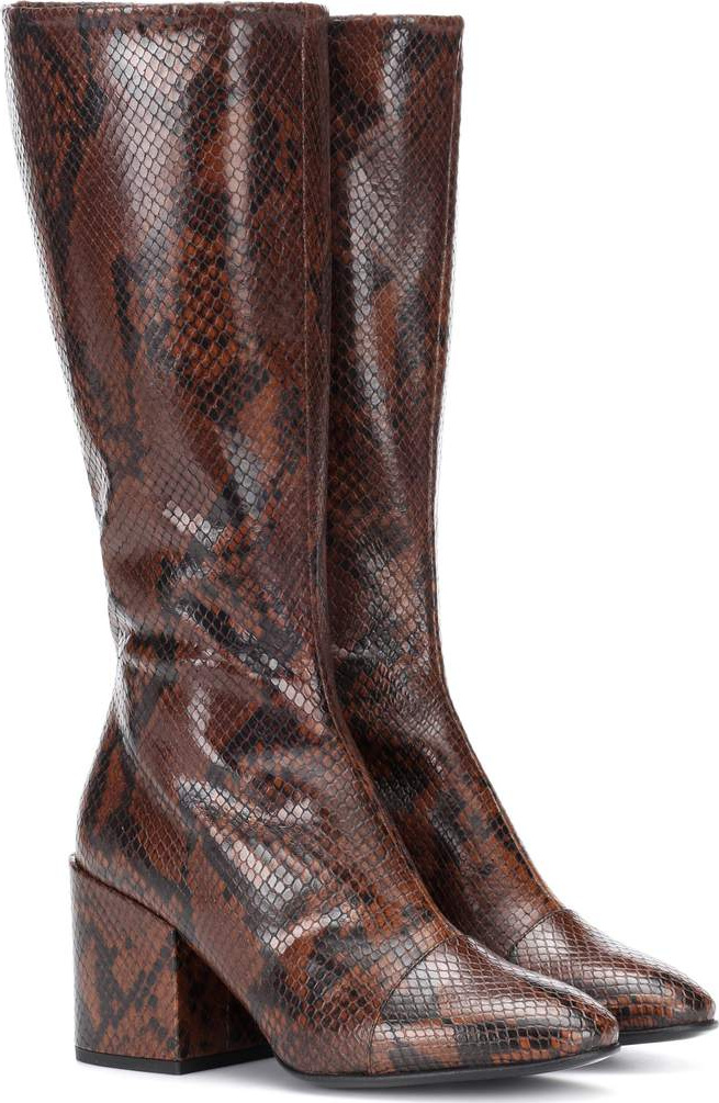 Dries Van Noten Snake-embossed leather boots