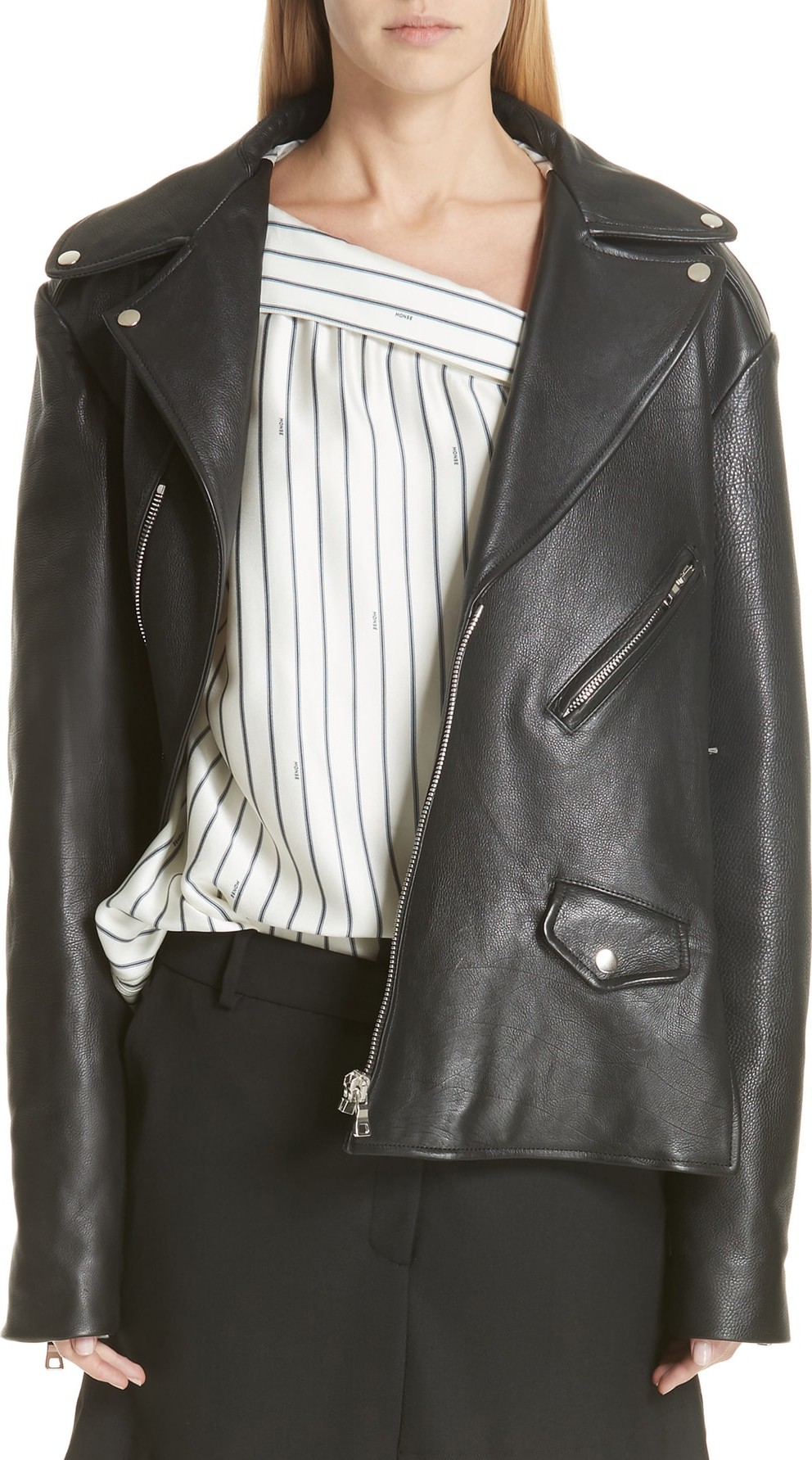 Monse Twisted Leather Biker Jacket