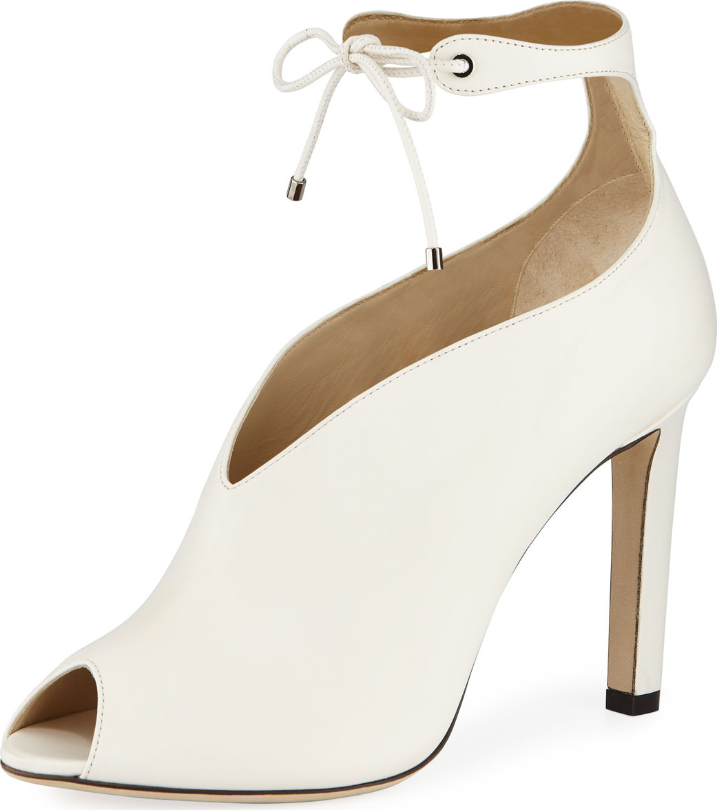 Jimmy Choo Sayra Leather 100mm Peep-Toe Bootie