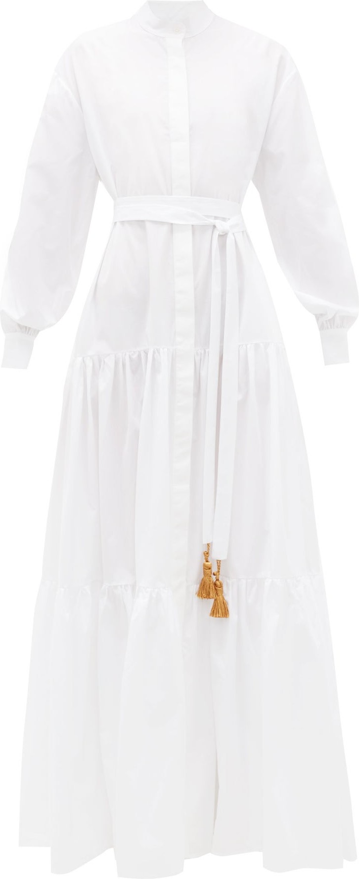 Evi Grintela Beldi tasselled-tie tiered cotton maxi dress