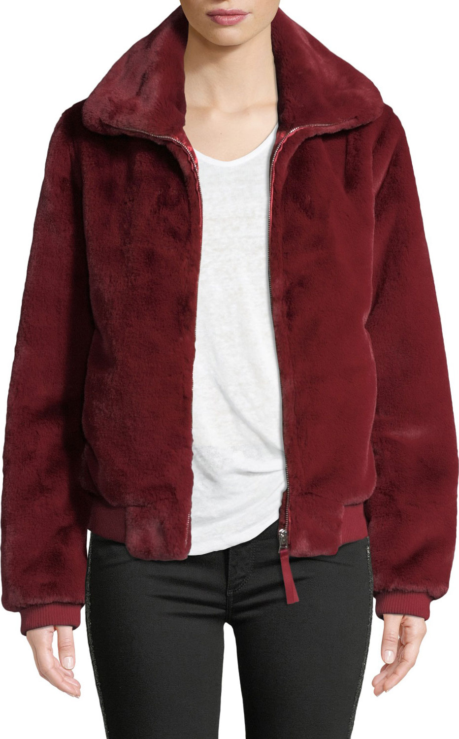 Generation Love Heidi Faux-Fur Zip-Front Bomber Jacket