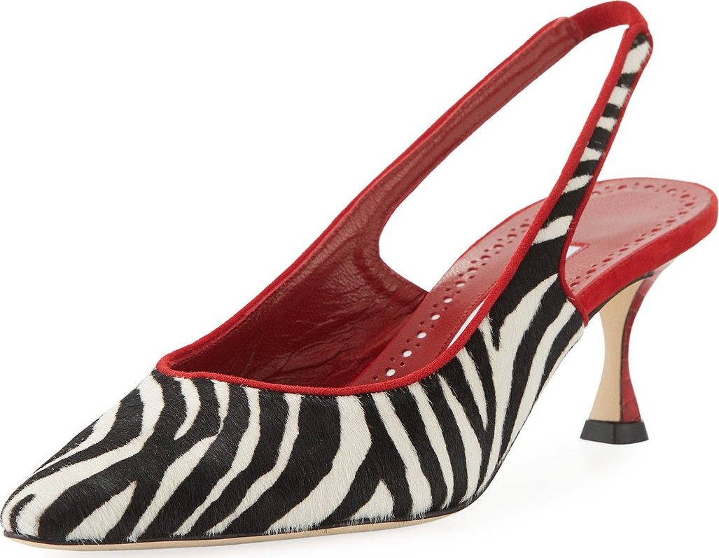Manolo Blahnik Betty Printed Calf Hair Pumps
