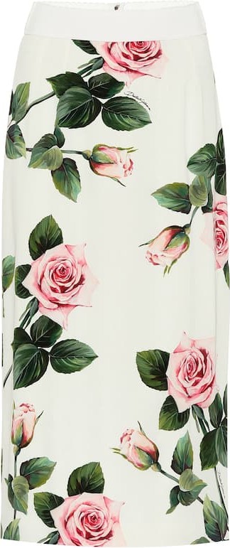 Dolce & Gabbana Floral stretch-silk midi skirt