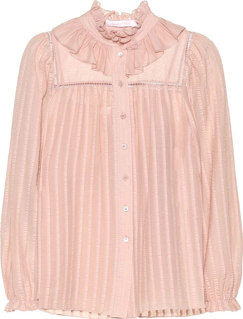 See By Chloé Ruffled cotton-blend blouse