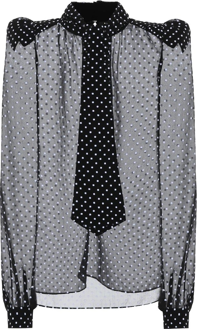 Saint Laurent Polka-dot silk-blend muslin blouse