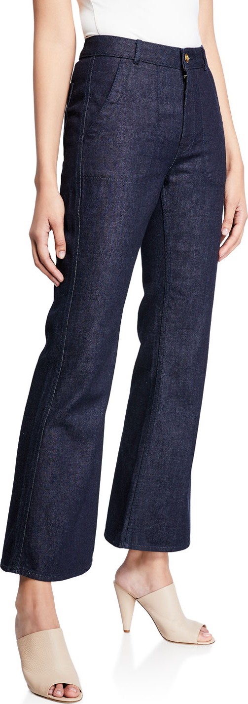 Tory Burch Cropped Flared-Leg Denim Jeans