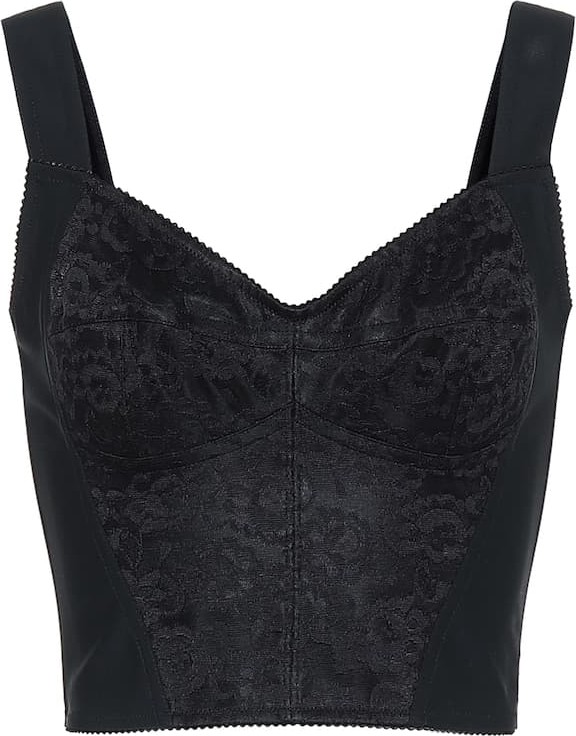 Dolce & Gabbana Lace-trimmed jacquard bustier