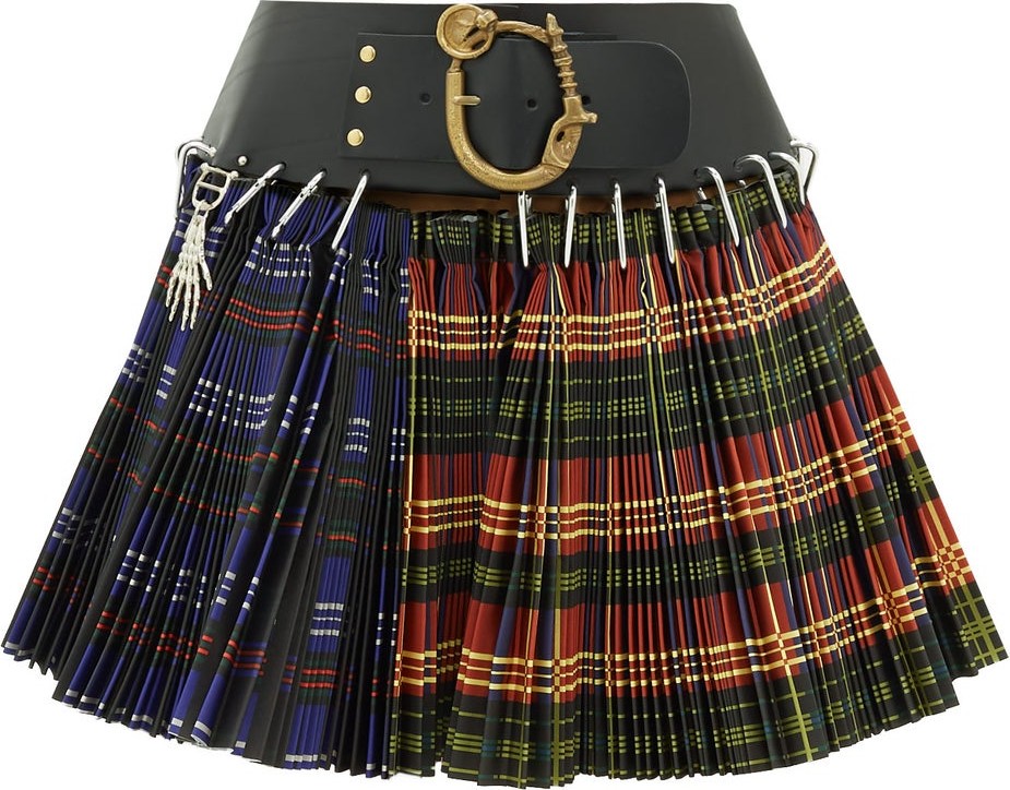 Chopova Lowena Pleated tartan-check wool-blend mini skirt