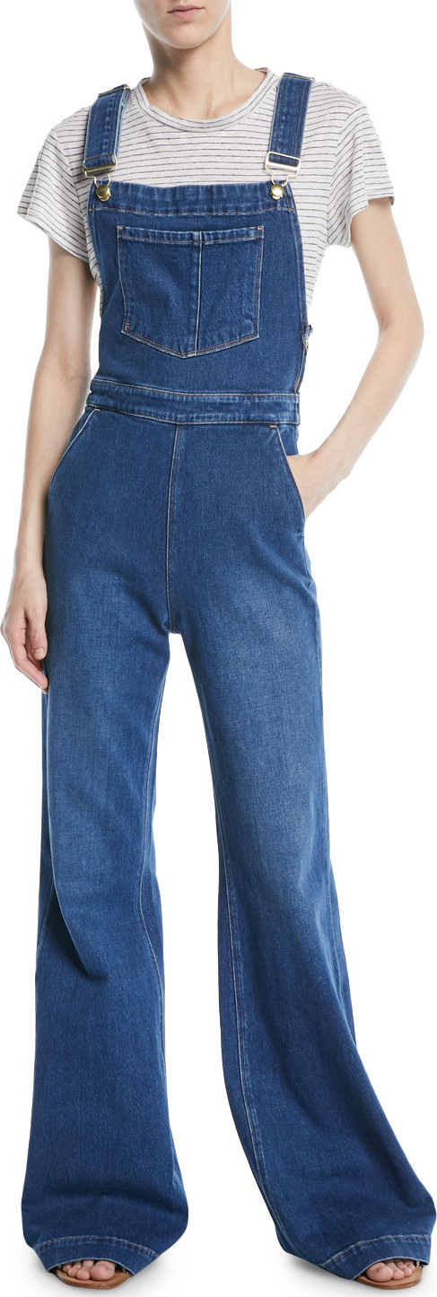 FRAME DENIM Wide-Leg Denim Overalls