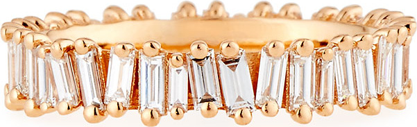 Suzanne Kalan Fireworks Diamond Baguette Eternity Ring in 18k Rose Gold, Size 6.5