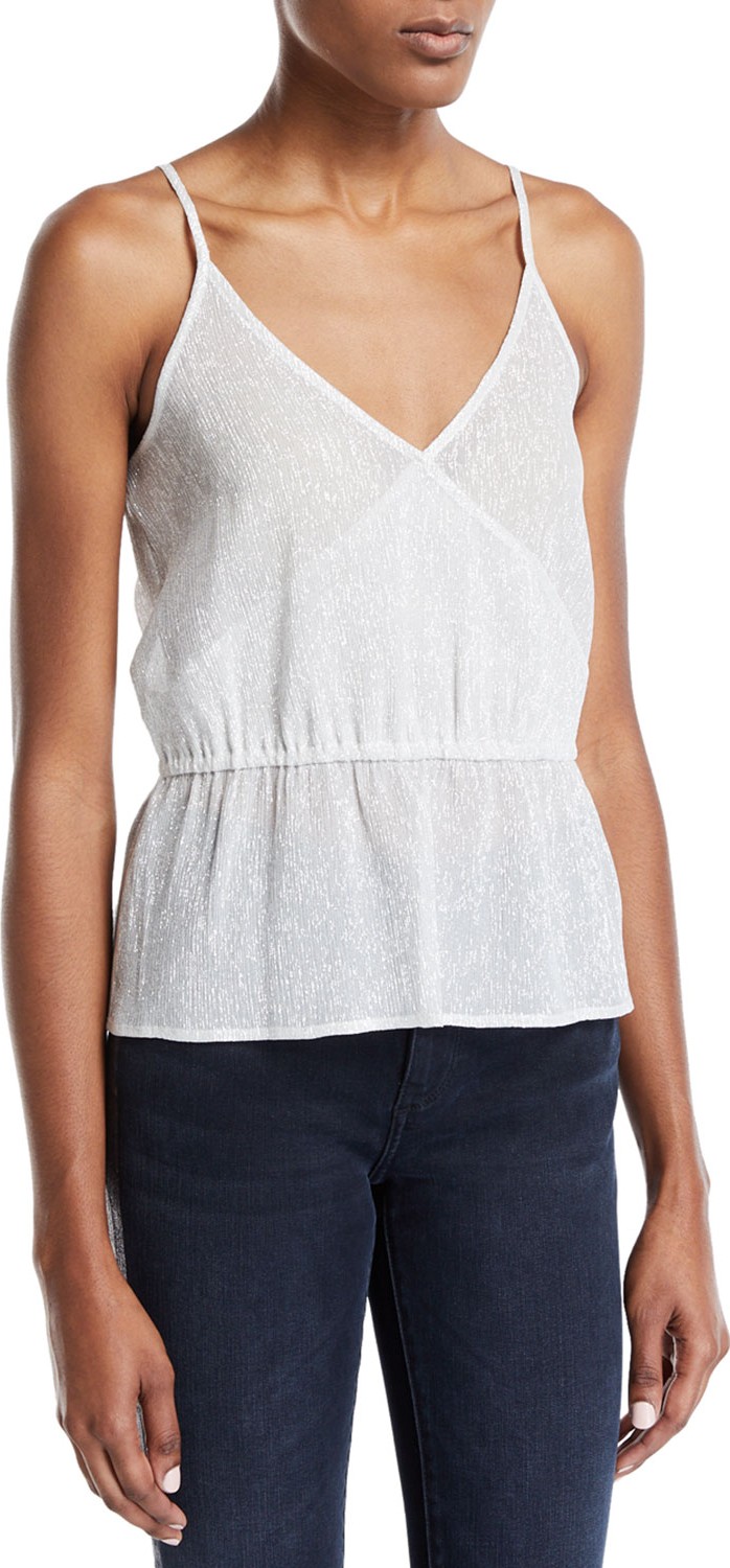7 For All Mankind Wrap-Front Metallic Cami