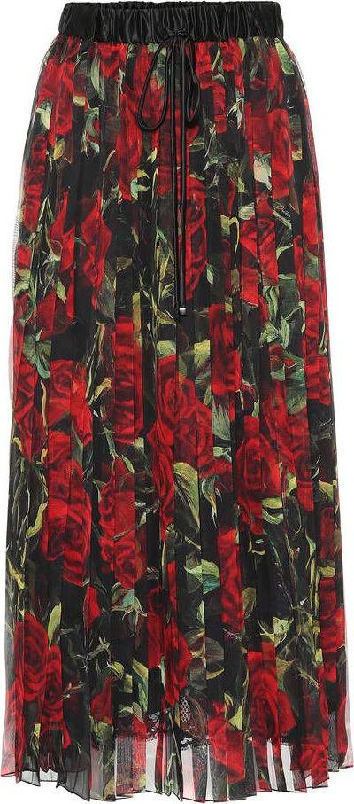 Dolce & Gabbana Floral pleated silk-blend skirt