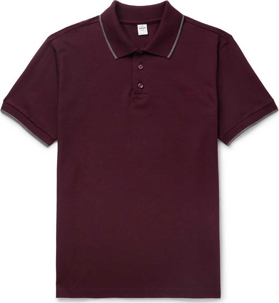 Berluti Slim-Fit Contrast-Tipped Cotton-Piqué Polo Shirt