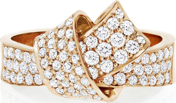 Carelle 18K Rose Gold & Pavé Diamond Knot Ring, Size 7
