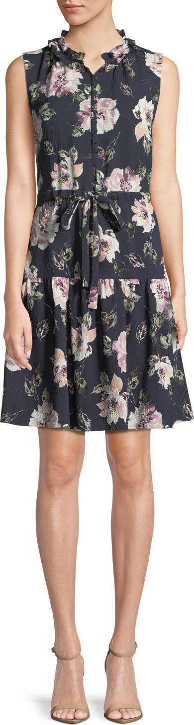 Rebecca Taylor Magnolia Floral-Print Button-Front Dress