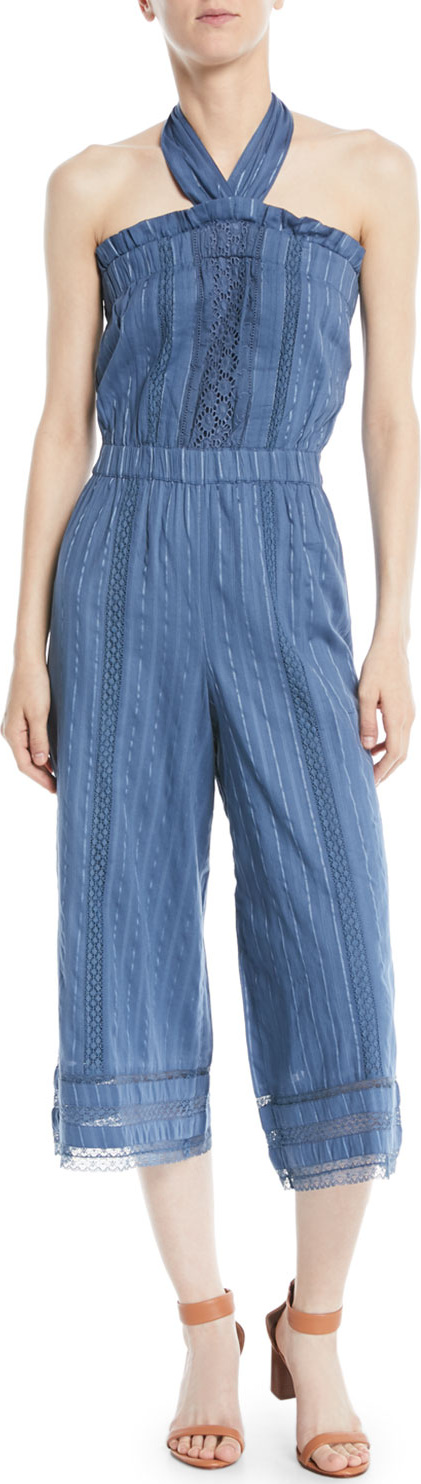 TULAROSA Suri Halter Lace Cropped Jumpsuit