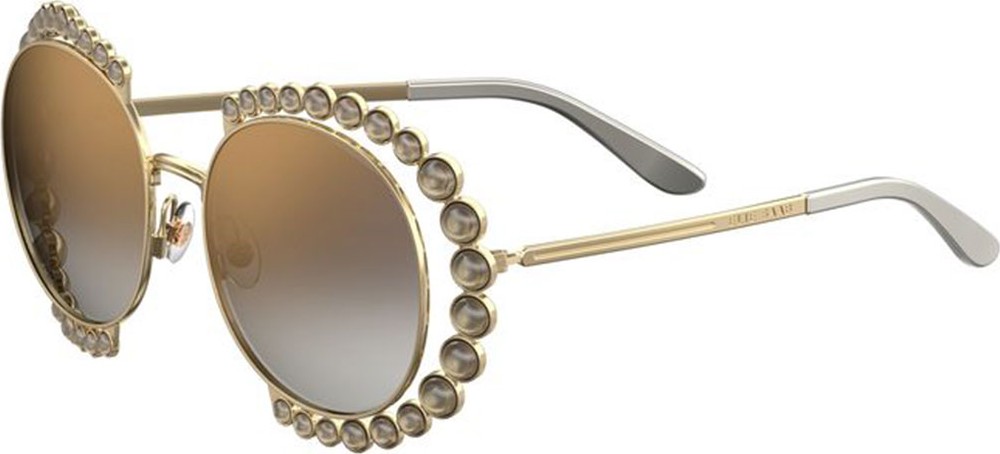 ELIE SAAB Round Mirrored Sunglasses w/ Stone Stations