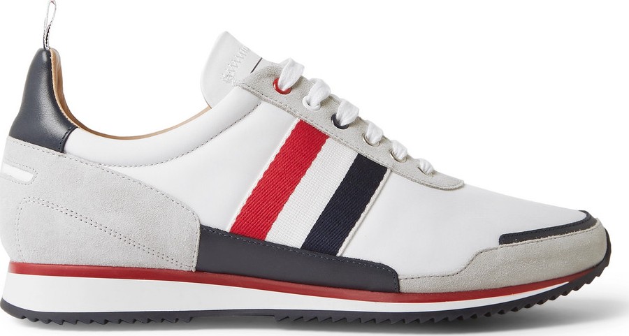 Thom Browne Grosgrain and Suede-Trimmed Nylon Sneakers