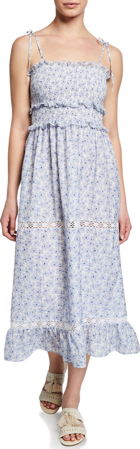 Kisuii Luna Floral Smocked Midi Dress