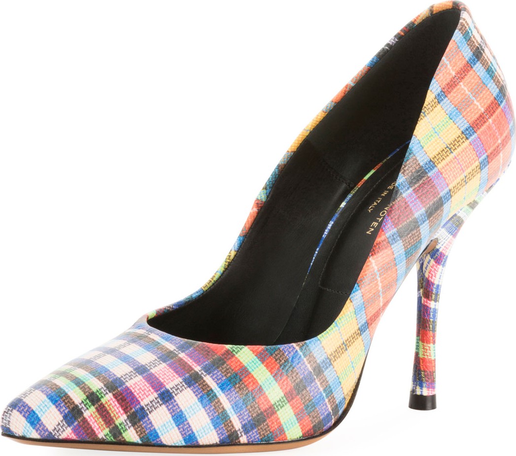 Dries Van Noten Plaid Pointed Slip-On Pumps