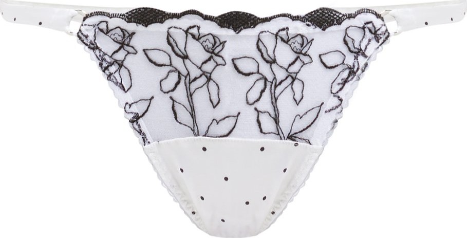 Fleur of England Polka satin and lace thong