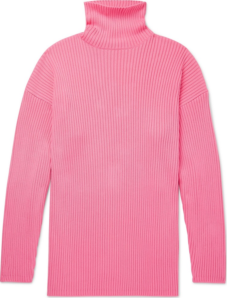 Balenciaga Oversized Ribbed Logo-Print Cotton Rollneck Sweater