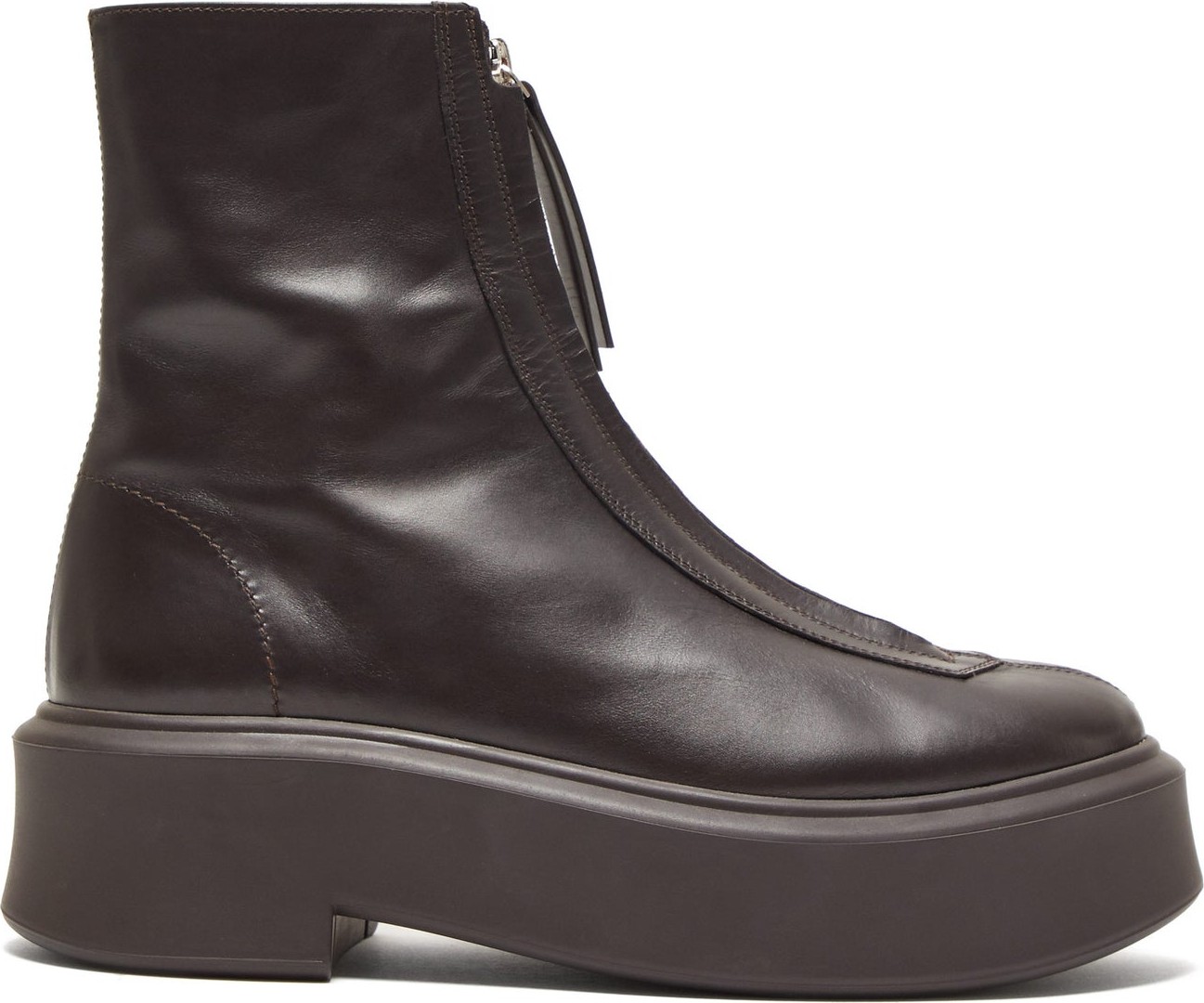 THE ROW Zip-front leather ankle boots