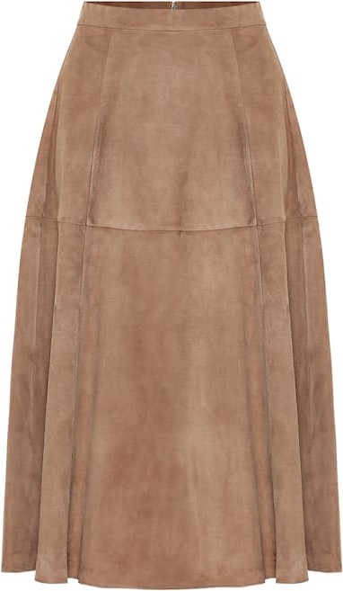 Max Mara Onore high-rise suede midi skirt