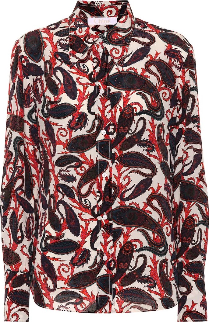 Chloe Paisley-printed silk top